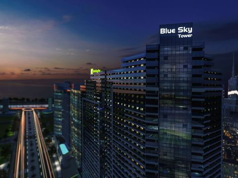 ЖК Blue Sky Tower — ночной вид с подсветкой